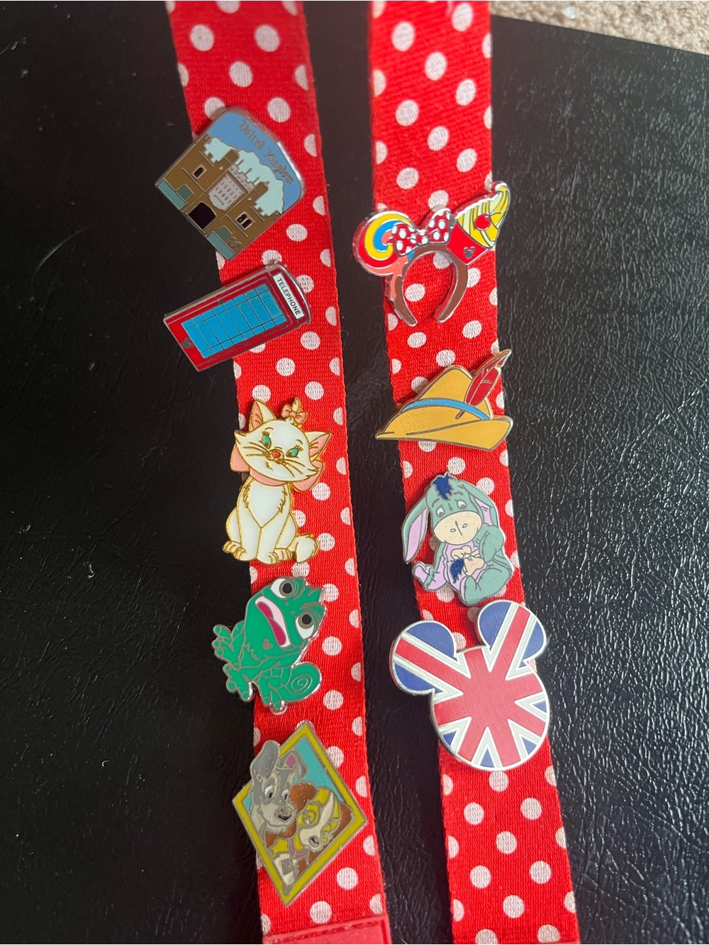 Disney pins with Minnie Mouse lanyard polka Dots